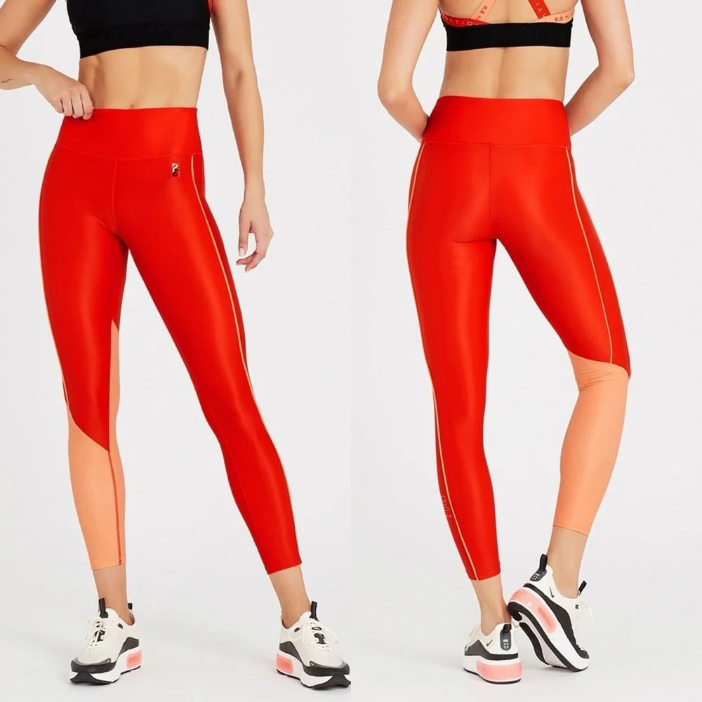 P.E. NATION Red Cutshot Leggings size large
